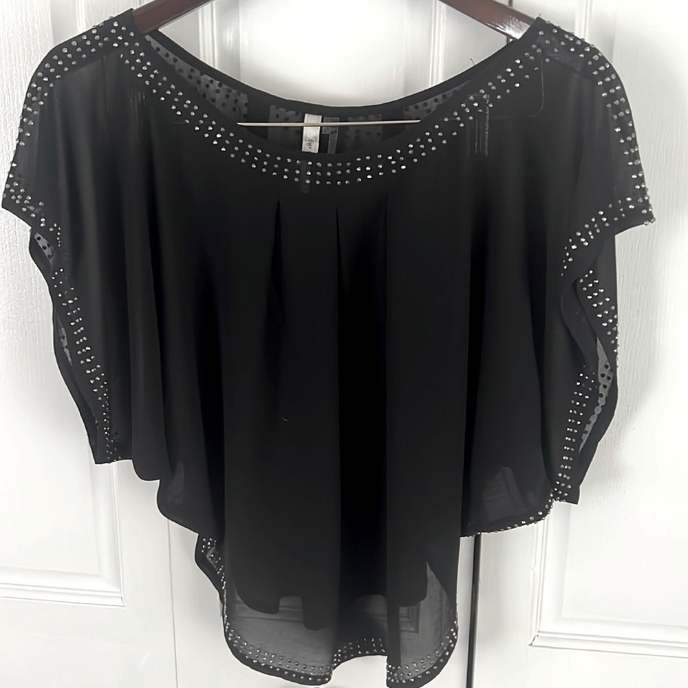 New Womens Sheer Black Flowy Top by Eye Candy - Size Medium
